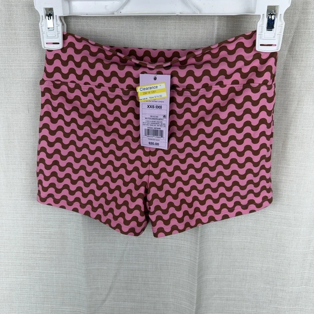 Wild Fable Shorts Juniors‎ XXS 00 Pink Brown Wavy Print Mid High Rise 2 Inseam